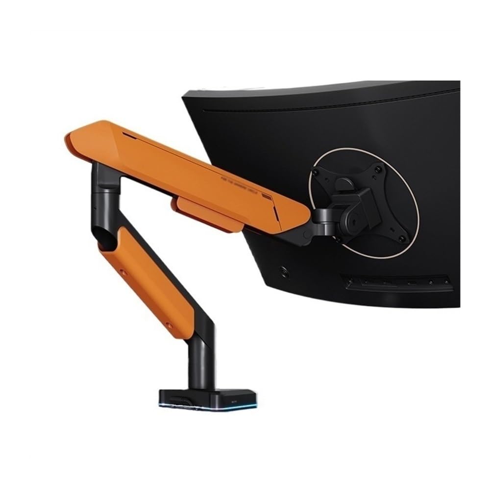 SaryEdge Height - Adjustable Monitor Stand Arm Single Monitor Mount Arm, Supports 17-42" Screens and 33 lbs, Adjustable Gas Spring Mount with 31 RGB Lighting M,Orange