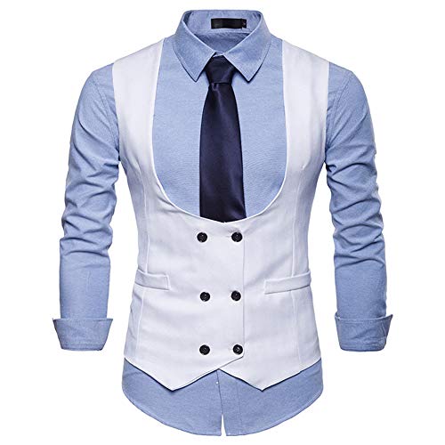 FOMANN Men's Slim Fit Tuxedo Vest Suit Vest 5 Button V-Neck Dress Vest