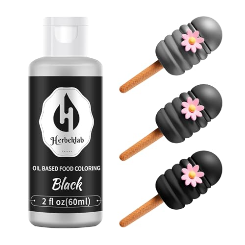 Black Oil Based Food Coloring – 2 fl oz Professional Grade Concentrated Oil Food Dye for Melting Chocolate, Candy Melts, Cake Pops, Strawberries & Baking