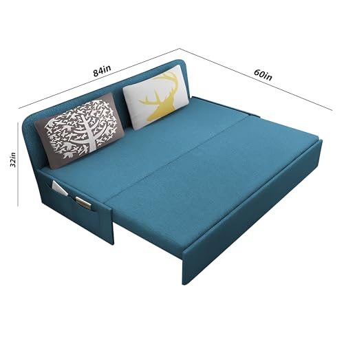 Image of Divano 3 Seater Sofa Cum Bed for Living Room (Turquise) Premium Fabric Sofa