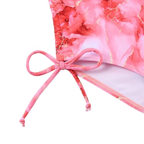 Image of BFUSTYLE Girls One Piece Swimsuit Cute Striped Bathing Suit Hawaii Swimwear 6-17 Years