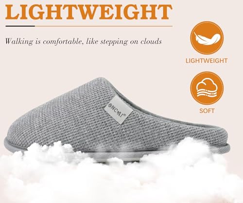 ONCAI Pantoufles Femme Dessus en Motif Waffle de Shake Polaire de Fausse Fourrure 2026 Hiver Chaussons Mousse à Mémoire Coussinée Semelle Antidérapante en Caoutchouc Gris Taille 39 – vue 4