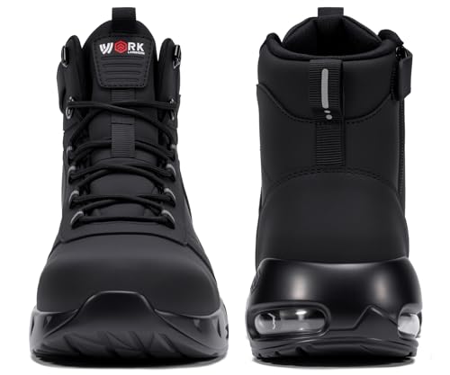 Image of LARNMERN Steel Toe Boot Men Non Slip Work Shoe Rainproof Safety Toe Sneaker Side Zipper Industrail Boot High Top Tactical Shoe