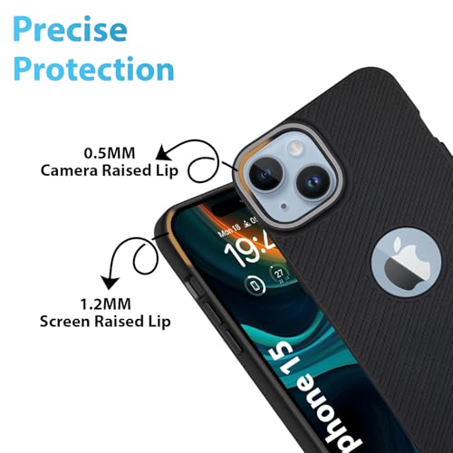 Image of LIRAMARK Rugged Carbon Fibre TPU Armor Silicone Back Cover Case for iPhone 15