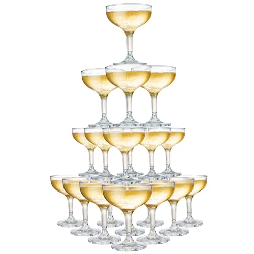 Peohud Set of 20 Coupe Cocktail Glasses, 5 Oz Small Acrylic Martini Glasses, Reusable Champagne Cups for Party, Home, Bar, Wedding, Picnic