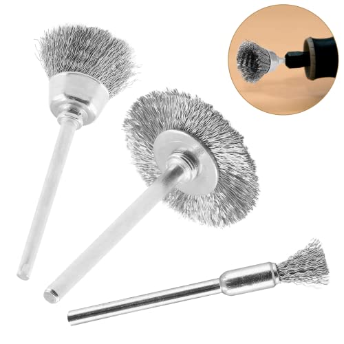 Image of 60 Pack Wire Wheel Brush Set, 1 /8 Inch Shank Stainless Steel Brush Kit Rotary Buffing Brush Wheel, Rust Removal Tool Set, Wire Pen Brush + Bowl-Shape Brushes + T-Shape Brushes