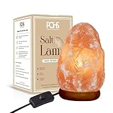 POHS 7 Inches,4-5 lbs, 100% Authentic Natural Himalayan Pink Salt Lamp, Hand Crafted Wooden Base, with on & Off Switch