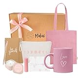 Makai - Pack Regalo Mujer, Taza Desayuno, Velas Aromáticas, Tote Bag, Neceser, Libreta Pequeña, Bolígrafo, Balsamo Labial, Rosa Pastel, Listo para Regalar, Regalo Cumpleaños Mujer, Regalo Amiga