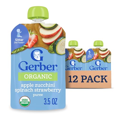 Gerber Stage 2 Organic Apple Zucchini Spinach Strawberry, 12 Pack - image 1