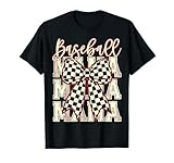 Checkered Coquette Baseball Mama Women Baseball Mom Gifts T-Shirt