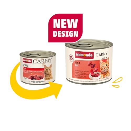 animonda Carny Adult Herzhafte Variation (12 x 200 g), Katzennassfutter für ausgewachsene Katzen, Nassfutter mit 100 % frischen, fleischlichen Zutaten, Katzenfutter ohne Getreide und Zucker