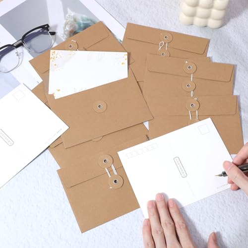 10 Stück Kraftpapier Umschläge Briefumschläge Aus Kraftpapier Verdickt 17x 11.5cm Vintage Umschläge Karten mit Siegelaufkleber für Geburtstagskarten Weihnachten Valentinstag