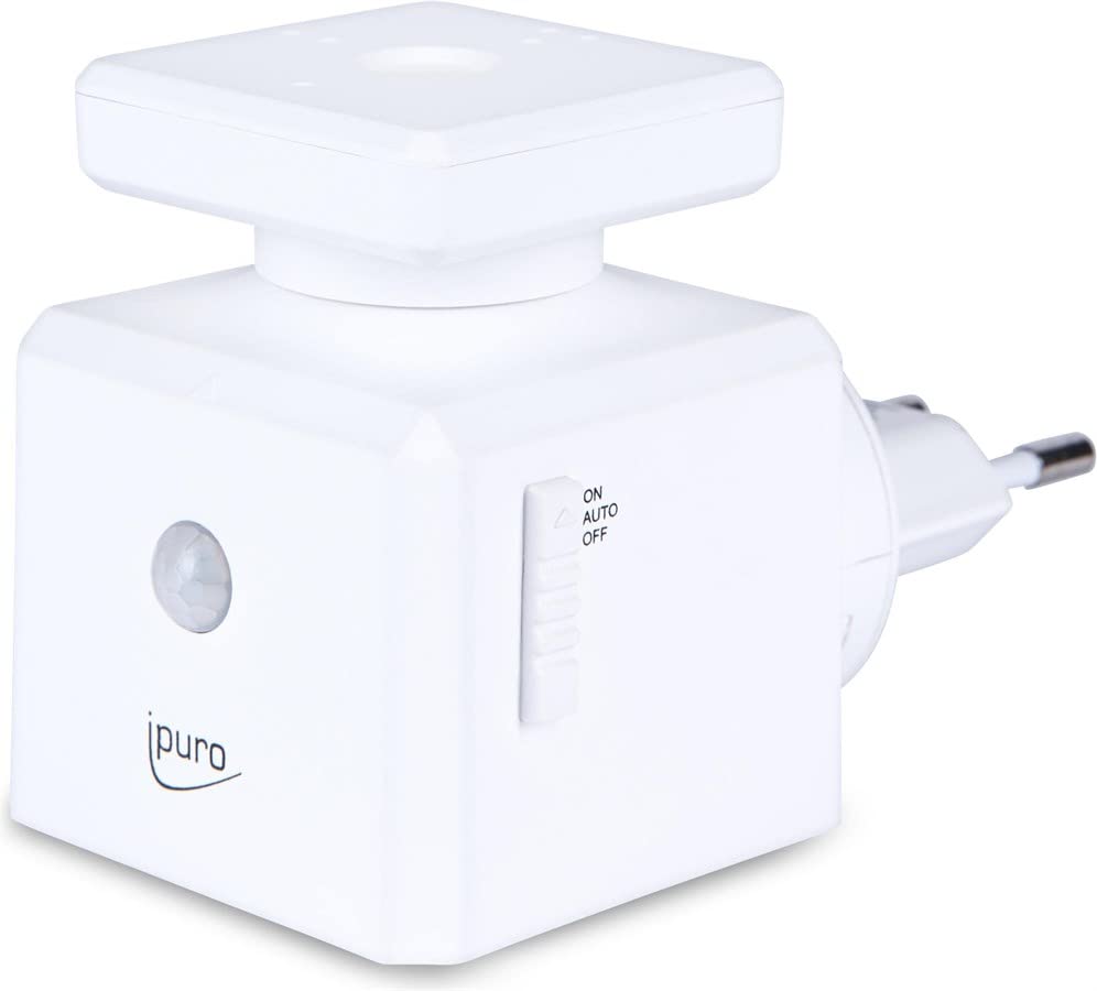 ipuro - Enchufe eléctrico con sensor de movimiento y luz ambiental - Enchufe aromático recargable con 3 niveles - Innovador ambientador para el enchufe - Conector de aroma para las fragancias