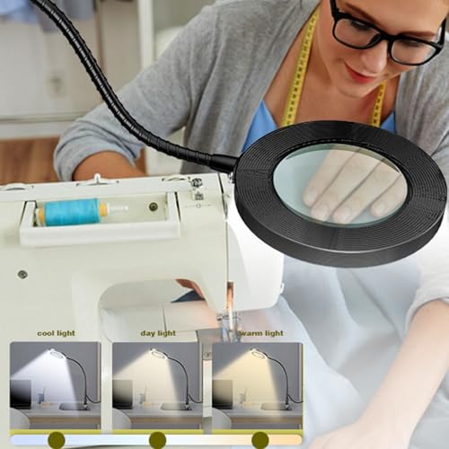 Lampe loupe LED réglable avec support en métal et intensité variable