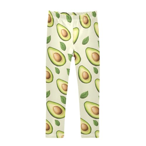 ALAZA Girls' Leggings Children's Yoga Pants Skinny Printed Dance Green Avocado Pattern1 Comfortable 4T