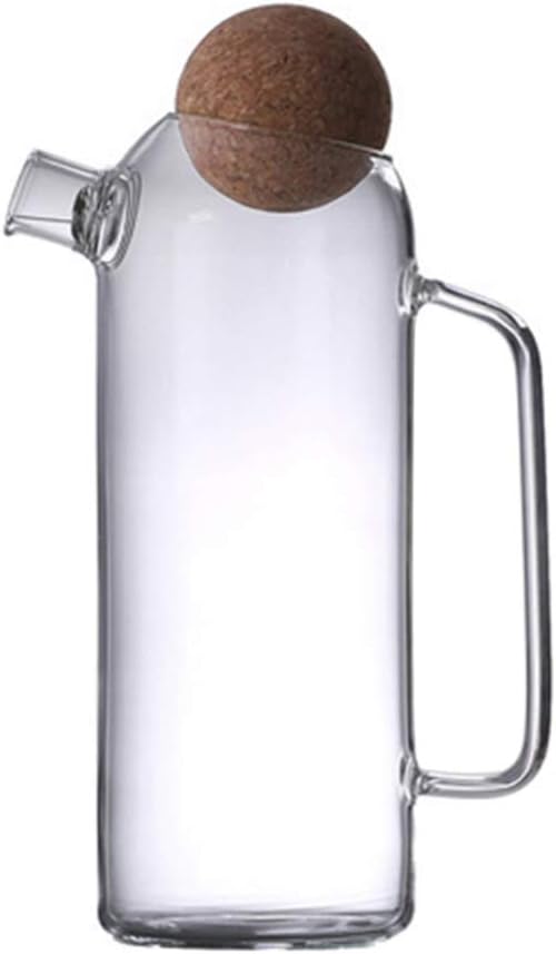 Cabilock Glass Glass Tea Kettle Tea Kettle Teapot with Cork Lid Water Pitcher Cold Water Bottle Container Juice Jar Farmhouse Restaurant Decor Cork Tea Pot 1200ml hot Cold Carafe