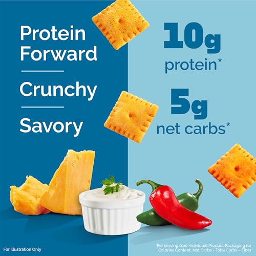 Image of Quest Cheesy Protein Crackers Variety Pack, Zesty Ranch, Cheddar Blast, Spicy Cheddar, High Protein, Low Carb, 12 Count (4 each flavor)