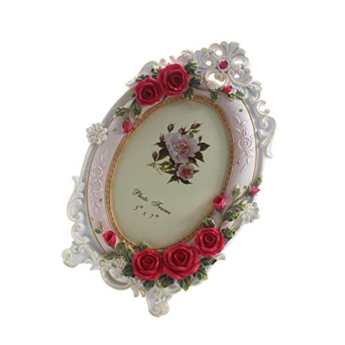 Besportble Victorian Floral Picture Frame European Style Vintage Tabletop Oval Photo Frame Photo Holder Vertically Photo Displayer Desk Home Decoration #TOP7