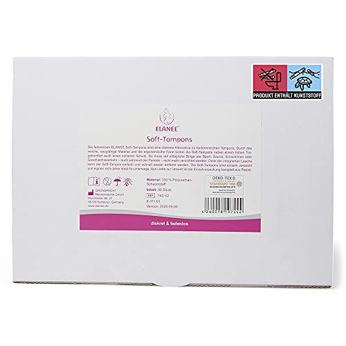 ELANEE Soft-Tampons, fadenlose Tampons, weiches & flexibles Material, 50 Stück (742-V2)