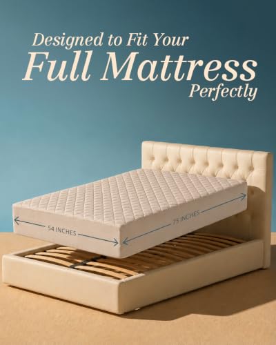 Image of Quilted Fitted Mattress Pad, Full Mattress Protector Topper with Deep Pocket Stretches up to 16 Inches, Machine Washable Mattress Cover by Utopia Bedding (Beige)