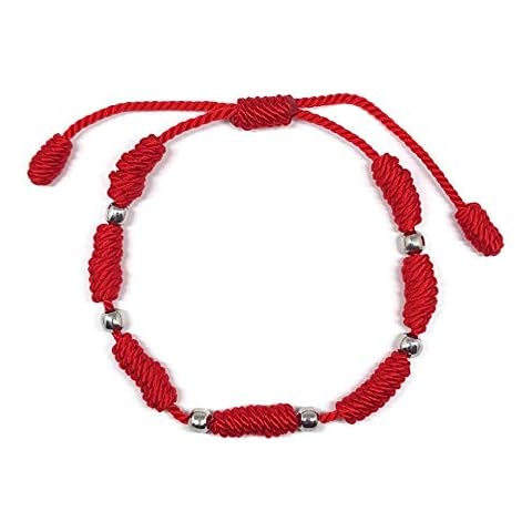 MYSTIC JEWELS by Dalia – Kabbalah Bracelet – 7 Knots of Red Thread with Balls – Unisex – Adjustable – Eye Protection – Good Luck Cover