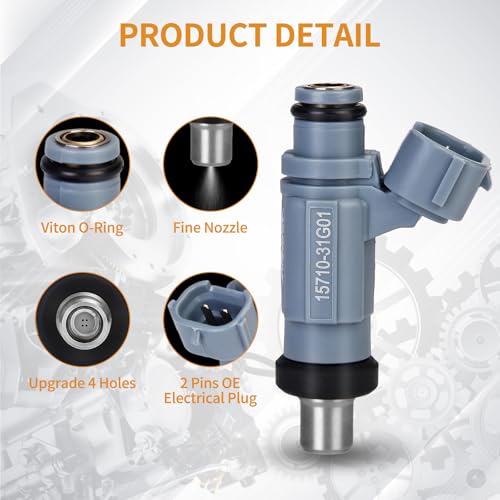 AISHAN 1PC Fuel Injectors 4 Holes Compatible with Suzuki King Quad 700 LT-A700X 2005 2006 2007, 750 LT-A750X XP XPZ XZ 2008-2009 2011-2013 Replace 15710-31G01 EAT252 by AISHAN - Image 2