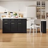 ModernLuxe Multifunktionale Kücheninsel 150x96 cm mit ausziehbarem Esstisch, Schwarze Kücheninsel mit weißer Marmor-Arbeitsplatte, Kücheninsel mit Stauraum, Schubladen & Regalen