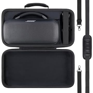 Capa protetora rígida para alto-falante portátil Bose SoundLink Max, capa de viagem portátil com alça de ombro e alça (capa preta) - co2CREA