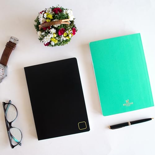 Image of NEORAH - A5 Notebook SOFT COVER | Organiser REFILL | Unruled Notebook Journal | 110 GSM | 160 pages (Size 21 cm x 14.8 cm) Planner Journaling Writing Note Taking Diary, Travellers Journal- BLACK