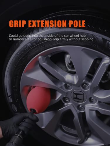 Image of Wheel Rims Polisher, SPTA Polishing Ball, Polishing Cone, Metal Wheel Polishing Tool, Ball Buster Wheel and Rim Polisher System Attaches to Standard Household Drill