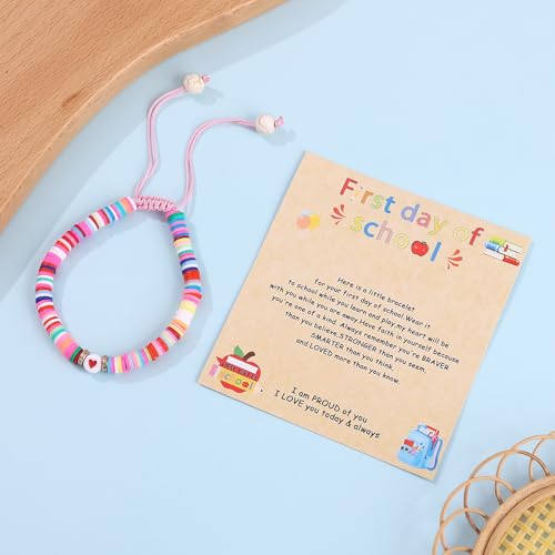 Image of First Day of Preschool Bracelet Back to School Gifts for Kindergarten / Preschool / School Gift Mama and Mini Adjustable Mother Daughter Bracelets as Supplies for Girls to Relieve Study Anxiety