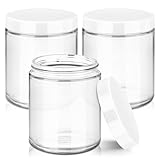 Tecohouse 8oz Glass Jars with Lids, 3 Pack Candle Jars with Blank Labels, 250g Clear Wide Mouth | Cosmetic Containers for Sample, Cream, Lotion, Honey, Powder, Jelly | Kitchen & Home