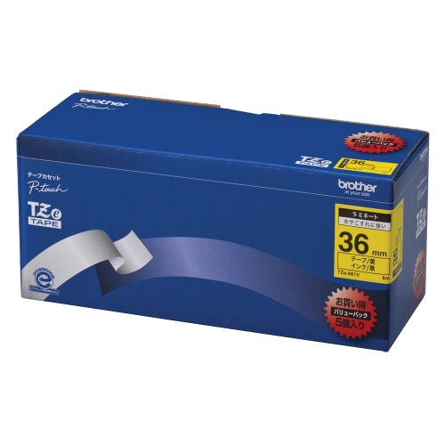 Amazon | ブラザー工業 TZeテープ ラミネートテープ(黄地/黒字) 36mm 5