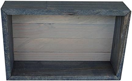 Wood/Wooden Shadow Box Display With Backing - 16" x 6" - Two Tone - Worn Navy/Antique White - Rustic Decorative Reclaimed Distressed Vintage Appeal