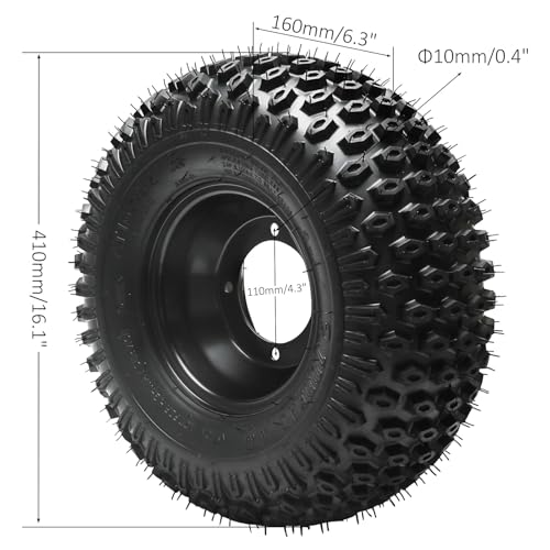 TDPRO 2 Pack 16x8-7\'\' ATV UTV Tubeless Tire Rim, 4-Ply Nylon All-Terrain Wheel 16x8x7\'\' for Go-Kart, Dune Buggy, Quad Bikes, Lawn Mowers, Mini Bikes, Yard Tractors, 4-Hole 110mm Hub Distance - Thumbnail 2