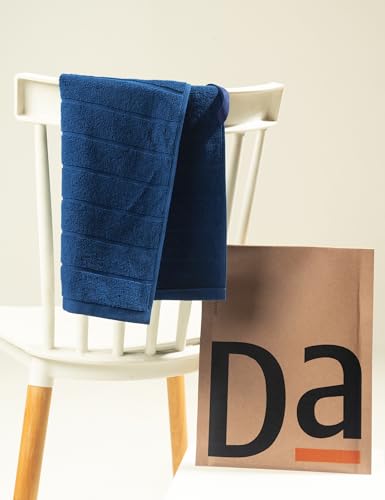 Image of DAMENSCH 100% Cotton Hand Towel, Super Soft Gym Towel for Men Workout, Ultra Absorbent Kitchen Towels Cotton, Quick Dry, Long Lasting Colours Hand Towel Set-Nightfall Blue