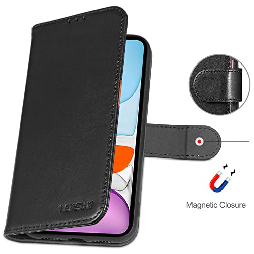 Étui iPhone 11 cuir véritable premium noir à rabat magnétique