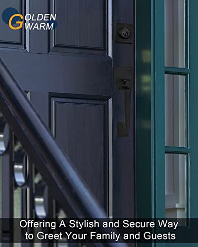 Goldenwarm Front Door Handle And Deadbolt Set, Black Front Door Lock Set With Reversible Handle Lever, Modern Front Door Hardware, Single Cylinder Front Door Entry Lock, Front Door Handles And Locks #TOP1