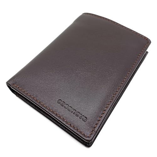C CASANOVA Cartera Hombre SIN Monedero | Tarjetero Hombre Piel | Doble Apertura Billetes | Billetera Sin Monedero | Piel Ubrique | Protección RFID | Hecho a Mano | 10074 Marron