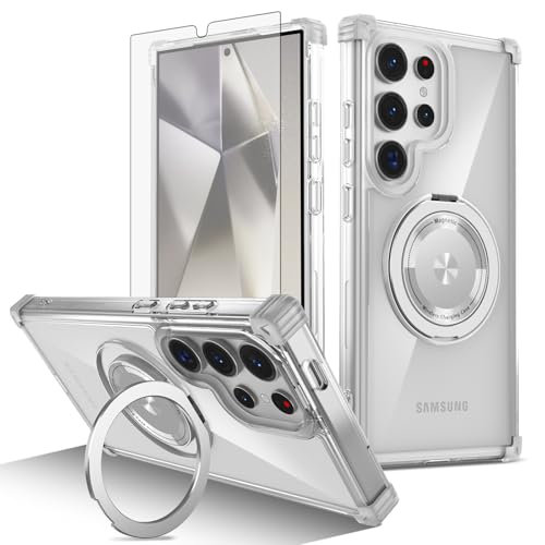 Coque transparente Samsung S24 Ultra haut de gamme avec anneau de maintien épuré