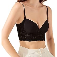 Low Back Bra for Backless Dress Starry Bra, Wireless Lifting Lace Bra Sexy Backless Black,36C