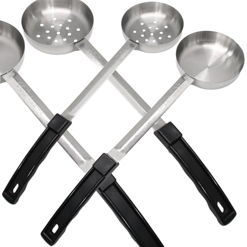 Opfiue Portion Control Serving Spoons, Black, 6 oz, 4PCS