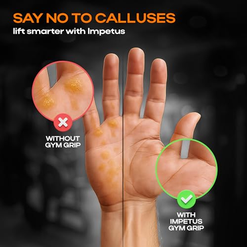 Image of IMPETUS Silicone Hand Gym Grips Workout for Men & Women | Fingerless Anti-Slip for Pull-Ups, Weightlifting, Deadlifts, Crossfit & Home Gym Training (Black)