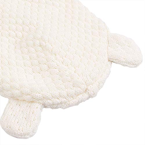 Duoyeree Baby Winter Hat Earflap Cotton Lining Knit Beanie Cap For Toddler Girl Boy (0-6 Month, White) #TOP2