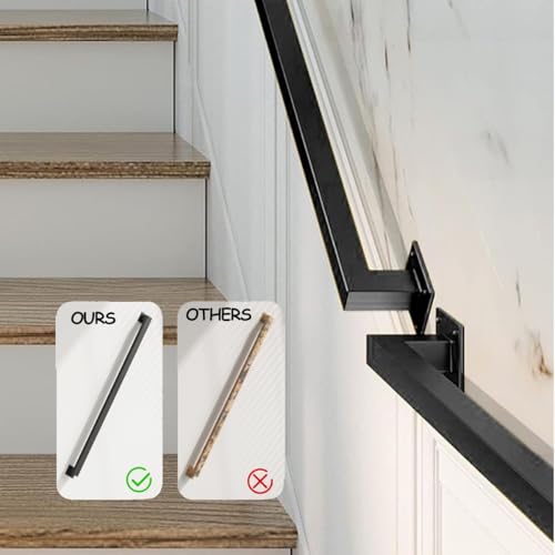 Balustrady schodowe z kutego żelaza do wewnątrz i na zewnątrz antypoślizgowy uchwyt dla osób starszych, wspornik ścienny 330 cm, czarna poręcz na schody i patio