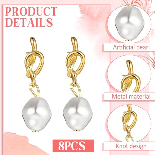 Tondiamo 8 Sets Bridesmaids Gifts Bridesmaid Pearl Jewelry Bridesmaid Knot Pearl Earrings and Linen Cotton Small Drawstring Bags Wedding Bridesmaids Gifts I Couldn't Tie the Knot Without You2