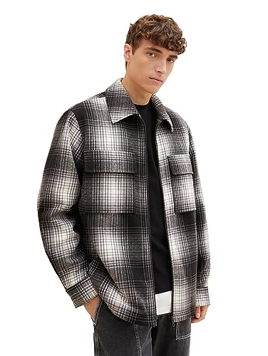 Veste pour homme TOM TAILOR Denim 32698 blouson à carreaux gris noir taille S