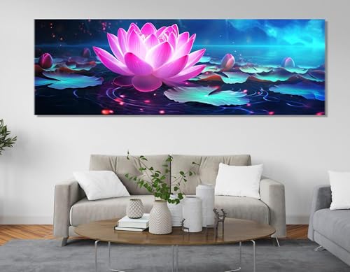 Peinture esthétique de fleur de lotus grand format pour décoration murale chic