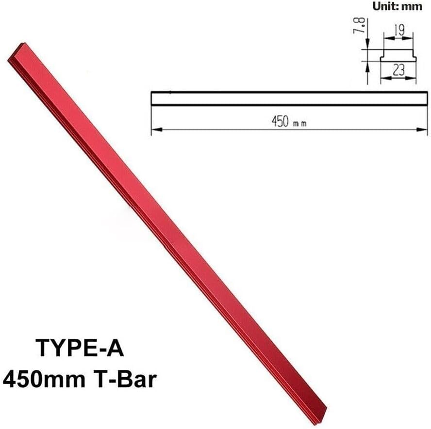 450mm Aluminum Alloy T-Track Slider - 17.7" Inch Miter T-Bar Rail Slot Slab for Table Saw Router Table - Pack of 1