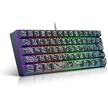 PUSOKEI 60% Wired Gaming Keyboard, 61 Keys RGB Backlit Ultra Compact Gaming Keyboard, 25 Keys No Conflict, Mechanical Feel Membrane Keyboards for Working Gaming